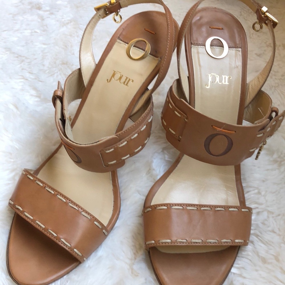 O Jour Luxury Brand Women’s Heels Brown with White Thread Heels Size EU 40